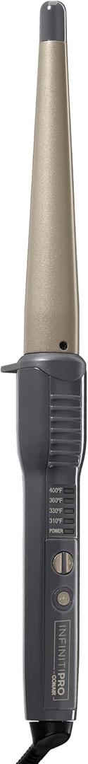CONAIR INFINITIPRO Tourmaline Ceramic 1-Inch to 1/2-Inch Curling Wand, Tapered wand produces beachy waves (Metallic Grey)