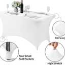 Spandex Table Cover for 4FT or 6ft or 8ft Table Universal Fitted Stretch Tablecloth for Party, Banquet, Wedding and Events-White