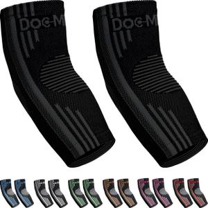 Doc Miller Elbow Compression Sleeve for Tendonitis  Medical Compression Support, Arm Brace for Tennis Injuries, Bursitis Relief Sleeve, Tendon Support for Active Use for Women & Men  1 Pair (X-Large, Black)