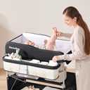 Sweeby Portable Baby Changing Table, Foldable Diaper Changing Station with Waterproof Pad, Mobile Nursery Organizer for Infant & Newborn Essentials, Black