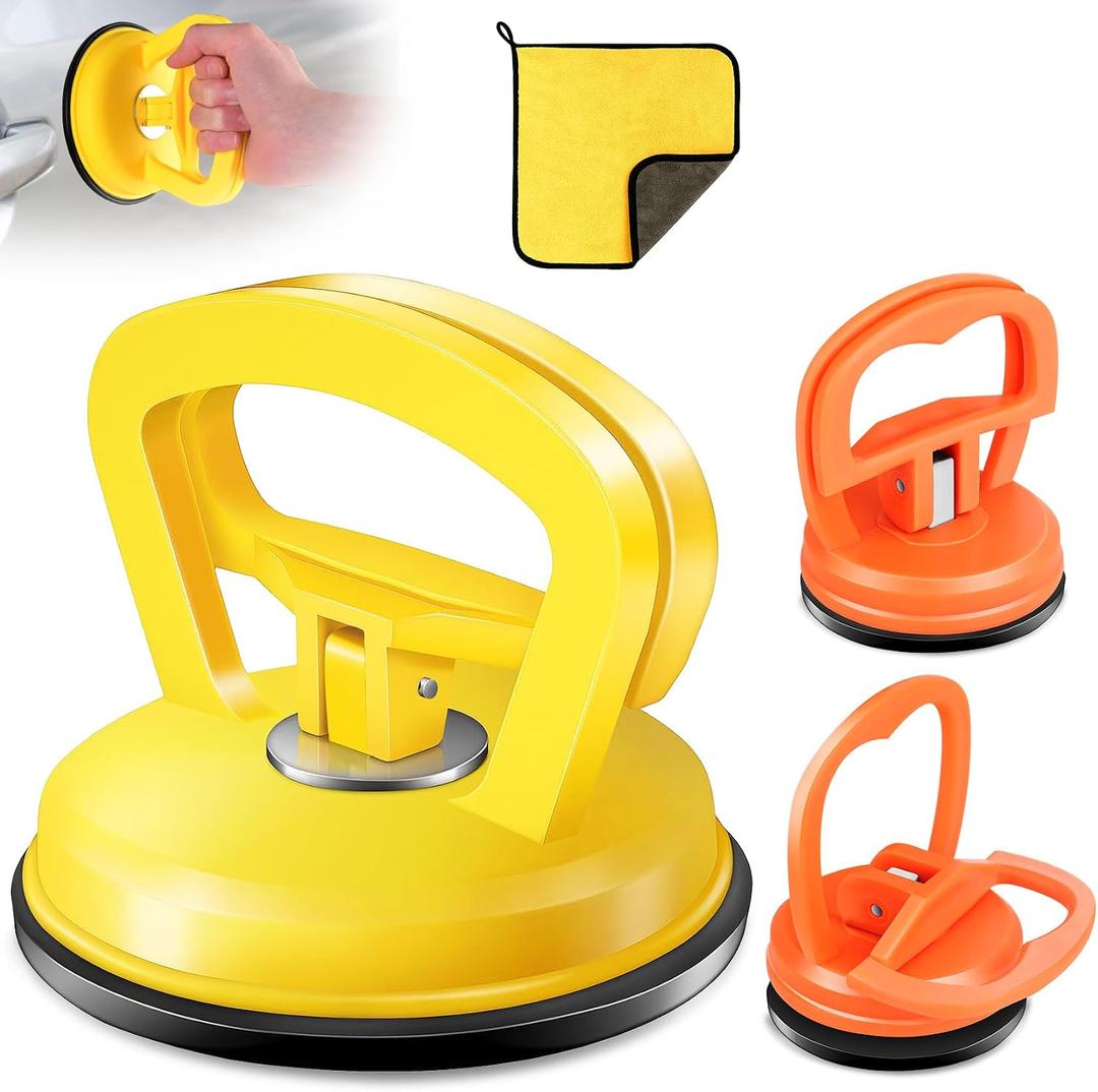 Car Dent Repair Kit (3 Pack) 110LBS Suction Cup Dent Puller for Auto Body, Remove Small to Medium Dents on Car Door, Hood, Fridge, and Glass DIY Dent Remover Tool with Strong Vacuum Seal (EXP 12/31/36)