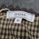 RIHOAS Women's Brown Plaid Sleeveless Button Down Blouse - Lace Trim Fitted Waist Business Casual Work Tops for Spring Summer, XS
