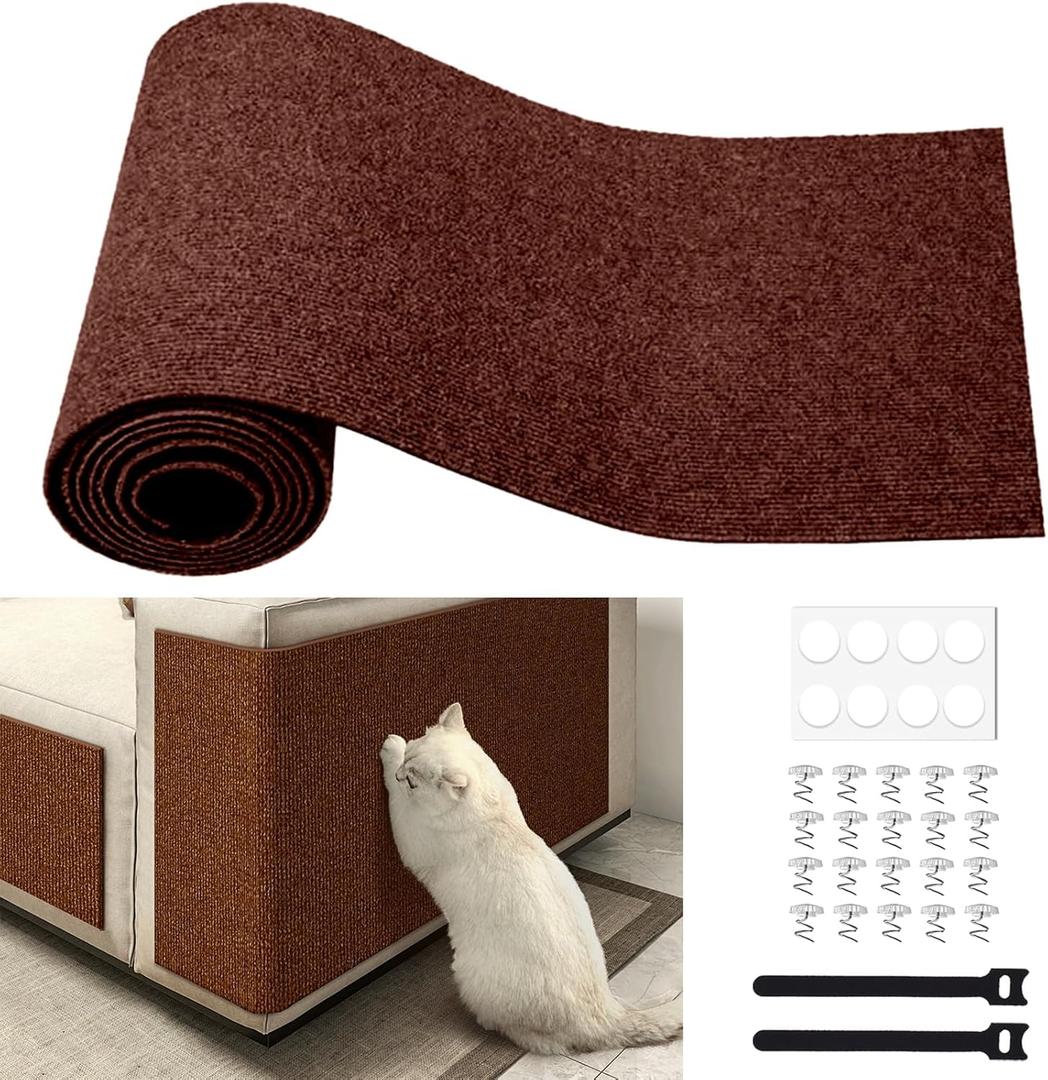 Cat Scratching Furniture Protector Self Adhesive Trimmable Protective Sofa Carpet Leather Furniture Pad Replacement for Cat Tree Shelves DIY Pet Scratch Protector (Brown, 15.7"x78.7")