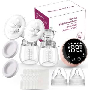 Electric Breast Pump, 3 Modes 9 Levels,Whisper-Quiet Electric Breast Pump, Anti-Backflow, Touchscreen LEDPortable for Home & Travel (Pink-wide Mouth)
