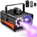 Fog Machine, Smoke Machine with Disco Ball Lights, 600W and 4000CFM with 13-Color LED Effects, Wired And Wireless Remote Controls, Ideal for Indoor, Outdoor, Halloween, Wedding, and Parties (Black A1)