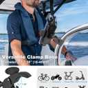 Boat Phone Clamp Mount, [Strap Double Protection] Marine Cell Phone Clip Holder, 360 Adjustable Sailboat Rail Bar Pole Helm Clamp Holder for iPhone 16 15 14 Pro Max, Galaxy, 4-7" Smartphone