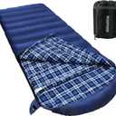 0 Degree Sleeping Bag 100% Cotton Flannel XXL Cold Weather Winter Oversized Sleeping Bag for Adults Camping Zero Degree Big and Tall with Compression Sack