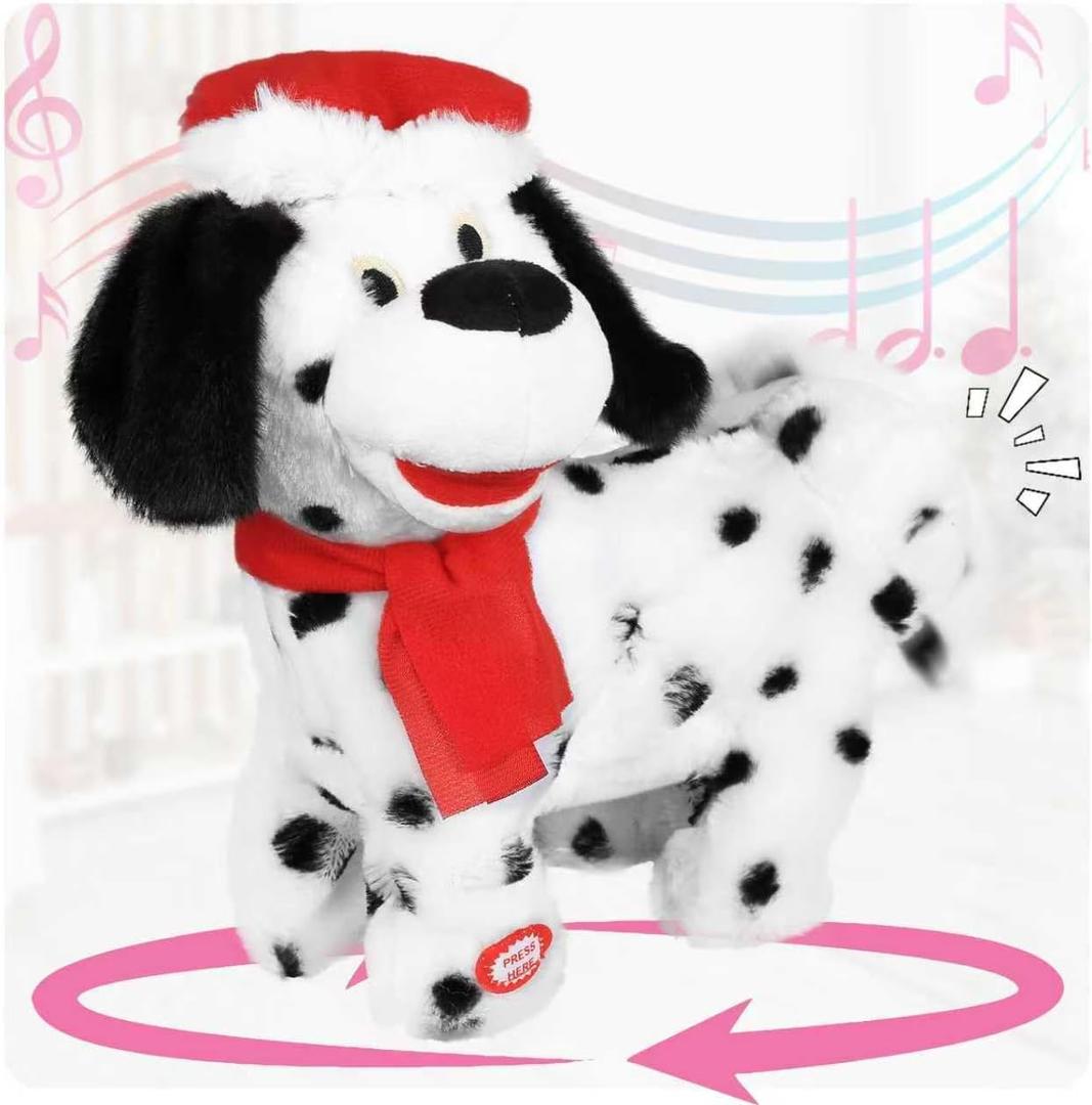 SdeNow Twerking Dog Toy Booty Shaking Walking Santa Claus Puppy Musical Animated Christmas Plush Santa Singing and Dancing Stuffed Animals Dog-English Song