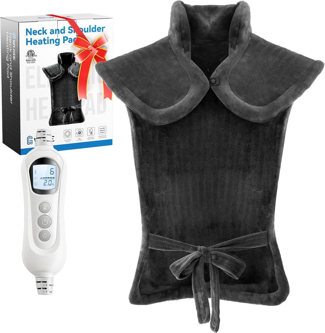 Heating Pad for Neck Shoulder and Back, Mothers Day Gifts for Mom, Deeper Pain Relief and Fast Heating Weighted Heat Wrap, FSA HSA Eligible, Birthday Gifts for Mom Men Dad Wife, ETL Certified, Gray (24"x37")