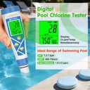 Pool pH Salt and Chlorine Tester 8 in 1 Digital pH Salinity TDS EC Chlorine ORP H2 for Salt Water Pool, Hot Tub, Hydroponic, Aquarium, Hydrogen Water Bottle, Simultaneously Display pH&CI-Temp