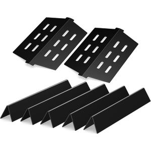 Grill Parts for Weber Genesis 300 Series, 17.5" Flavorizer Bars & Heat Deflectors for Weber Genesis E/S-310, 320, 330 with Front Control Knobs, Porcelain Enameled Heat Plates for Weber 7620, 7621