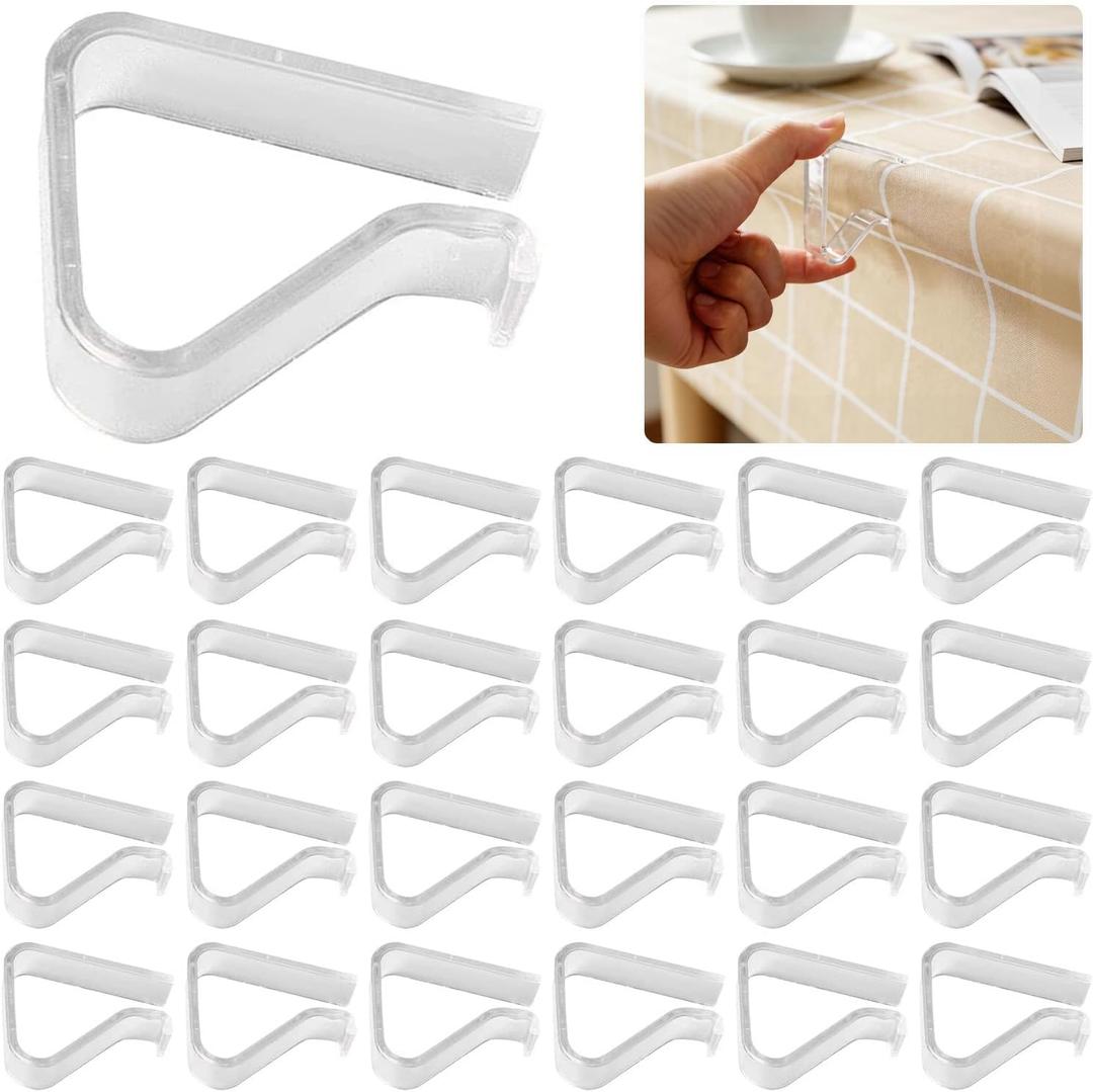 24 Pieces Transparent Clear Tablecloth Clips, Plastic Table Cloth ClipsWindproof Table Cover Holder ClampsTable Cloth Holder for Home Wedding Party Christmas Outdoor Indoor Picnic Camping(Large)