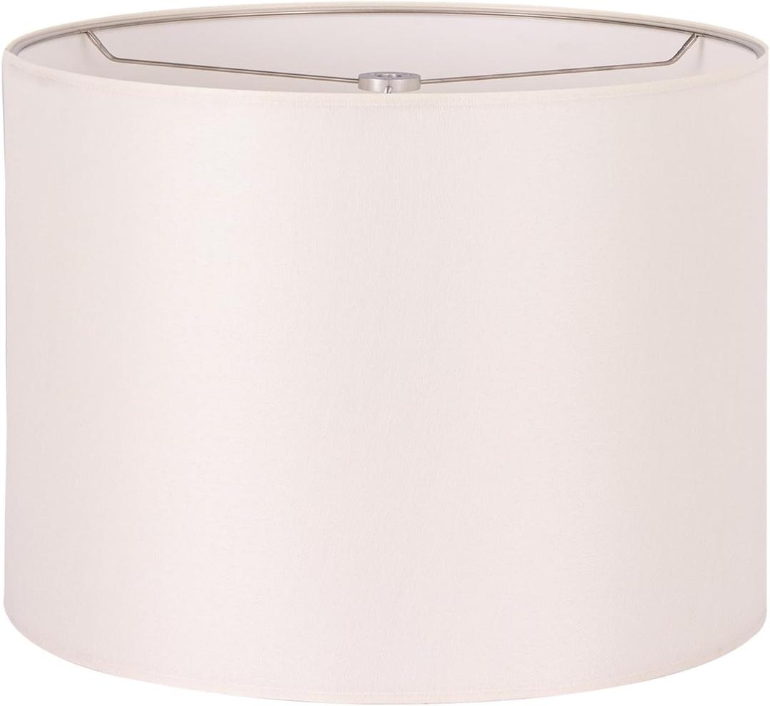 Wellmet Self-assembly Lampshade, CreamWhite, 18" Top x18" Bottom x12" High, Drum Lampshade for Table Lamp, Bedside Lamp, Floor Lamp, Fabric Replacement Lamp Shade Classic Modern Style, Spider Fitter