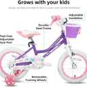 JOYSTAR Angel 12" Girls Bike Training Wheels/Basket, 2-4Y Purple