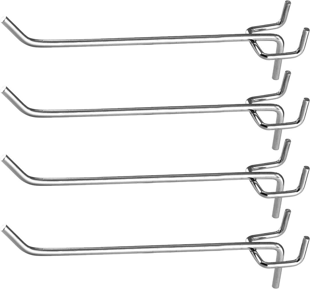 50 Pcs Pegboard Hooks 6 Inch, Heavy Duty Peg Hooks, Metal Shelving Hooks fits 1/4 and 1/8" Pegboard Garage Storage Organizer
