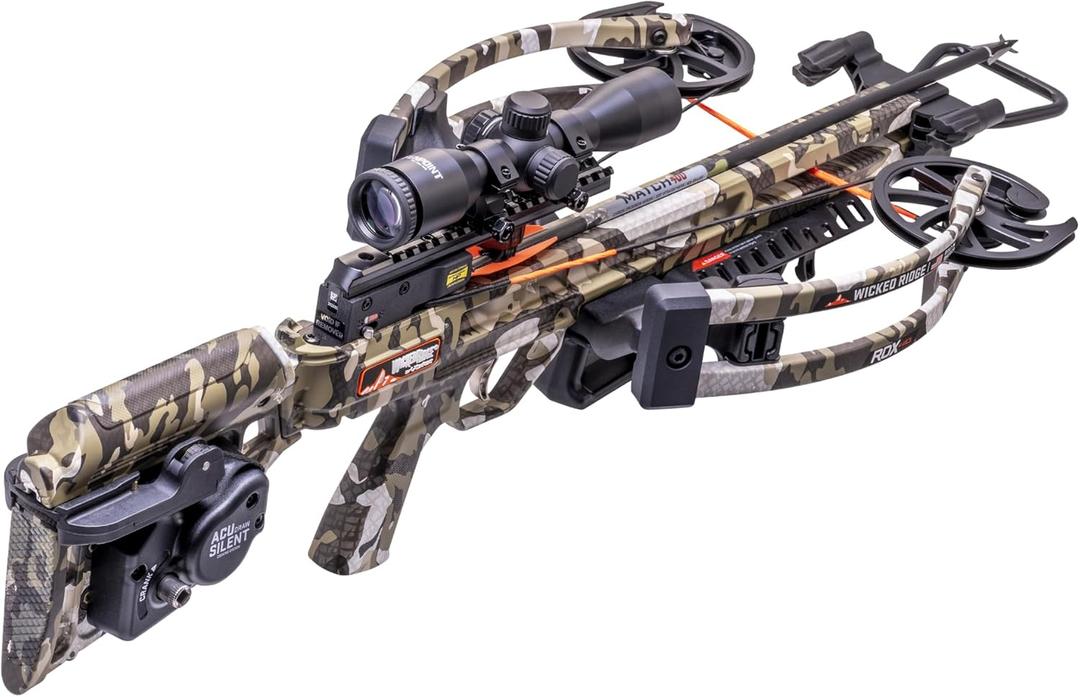 Wicked Ridge by TenPoint RDX 410, Peak XT - 410 FPS - Shorter, Faster & Includes Silent Cocking - with ACUdraw Silent, Pro-View 400 Scope & Three Match 400 Carbon Arrows | ACUdraw Silent, 400 Scope, Silent Cocking, Shorter, Faster