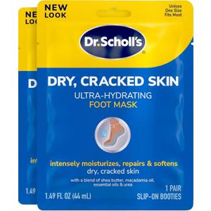 Dr. Scholl's Dry, Cracked Skin, Ultra Hydrating Foot Mask, 2 Pairs Moisturizing Socks: Intensely Moisturizes Repairs and Softens Rough Dry Skin with Urea & Essential Oils for Dry Cracked Feet