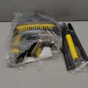 JEHONN Broom with Dustpan Combo Set, Long Handle Lightweight 180 Degree Rotating Sweeping Brush Indoor, Upright Standing Dust Pan with Comb Teeth for Home Room Kitchen Office Lobby (Brown Yellow)