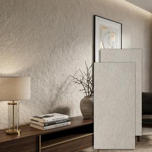 4-Pack Faux Stone Wall Covering, 23.6" x 47.2" MCM Modified Clay Material 3D Wall Panels, Limestone Textured Subway Flexible Stone Wall Tiles for Home Decoration, Covering 31 Sq. Ft.
