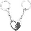 Matching Cat Keychains Cute Couples Keycharm for Cat Lover Matching Keychains for Couples Heart Keyrings for Lovers