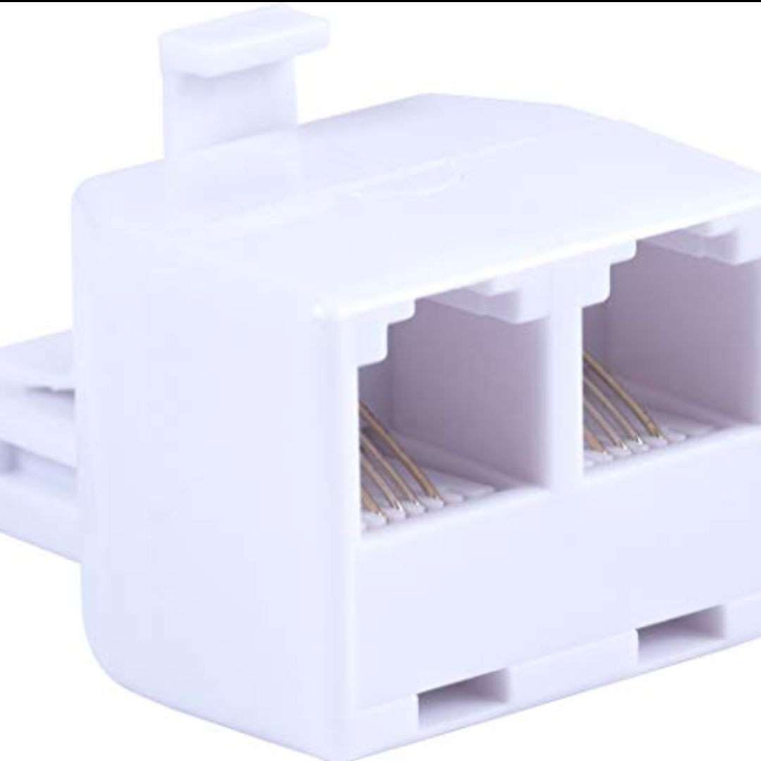 Power Gear Telephone Duplex Adapter, Home or Office, Compatible with Answering Machines, All Brands, RJ14, RJ11, White, 76191 2 Pack