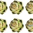 Timgle 6 Pcs Green Artificial Artichokes Fake Vegetables and Fruits for Summer Kitchen Wedding Bowl and Vase Decorations (Small)