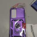 Janmitta Compatible with Samsung Galaxy S25 FE Case Built in Slide Camera Lens Cover+Screen Protector+Finger Ring Holder Kickstand,Heavy Duty Shockproof Full Body Phone Cover,2025 Purple