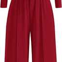 PRETTYGARDEN Women's 2026 Fall Trendy 2 Piece Outfits Lounge Sets Long Sleeve Top Henley Shirts Wide Leg Pants Travel Clothes (Large, Red)