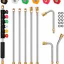 Pressure Washer Extension Wand Upgrade, 9 Pack Power Washer Lance with 6 Nozzle Tips, 30°,90°,120° Curved Rod, 1/4" Quick Connect, 4000 PSI