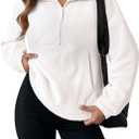 Dokotoo Womens Oversized Sweatshirts Half Zip Pullover Fall Fashion Outfits 2025 Oversized Hoodies Mock Neck Sweatshirt (White, M)