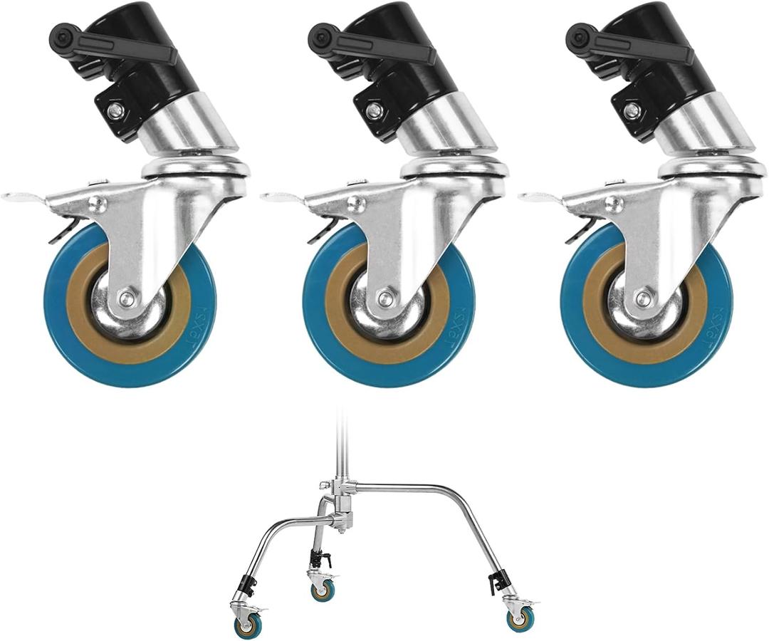 Selens Heavy Duty C Stand Swivel Casters Set 0.98inch/25mm, Light Stand Wheels with Brake for Photography Studio Video Shooting