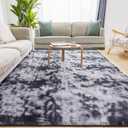 Fluffy Shag Area Rug, 3x5 Tie-Dyed Dark Grey Rugs for Bedroom, Soft Plush Area Rugs for Living Room, Non-Slip Indoor Carpet for Nursery, Study Room, Dressing Room, Home Decor