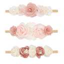 Baby Girl Flower Headbands Set, 3pcs Elastic Nylon Floral Hair Band, Bows Wrap for Infant Newborn Toddler