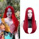 MORTICIA Wig Womens 27" Long Straight Middle Parting Holiday Party Costume Cosplay and Daily Wig (Red)