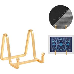 DIDUDIDU Plate Holder Easel Display Stand - Metal Plate Stands for Display - Tabletop Picture Stand - Gold Iron Easels for Display Pictures | Photo Frames | Book | Decorative Plates | Plaque (3 inch-2)
