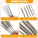 10 Pieces Wire Tube Brushes Bulk for Cleaning Pipe Tube Brass Stainless Steel Round Wire Brush for Auto Parts Christmas, Bottles, Tubes, 5 Sizes(Silver) (Silver Gold)