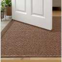 Color&Geometry Ultra Thin Indoor Door Mat 24"x36", Machine Washable Front Door Mat Non Slip, Low Profile Entrance Mat Indoor, Absorbent Carpet for Inside, Entry, Entryway, Classic Brown (FOLD)
