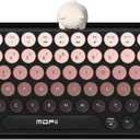 Lomiluskr Colorful Wireless Keyboard, Bluetooth/2.4G Dual Mode, Compact TKL Quiet Membrane Keyboard, Cute Gradient Retro Round Keycaps, Compatible with PC/Laptop/Tablet/Smartphone (Black)