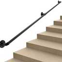 FlySkip Handrails for Indoor Stairs 20" Sections Galvanized Steel Pipe Stair Railing NonSlip Wall Mount Hand Rail for Outdoor Indoor Stairs Porch Deck(20")