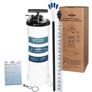 FIRSTINFO A1108USY5 Patented Third Generation 9L / 2.3 Gallon Taiwan Pneumatic/Manual Oil Vacuum Extractor | Safety Pressure Gauge | 51 Inch Tube | 11.8 feet Tubes Length | Thinnest Tube