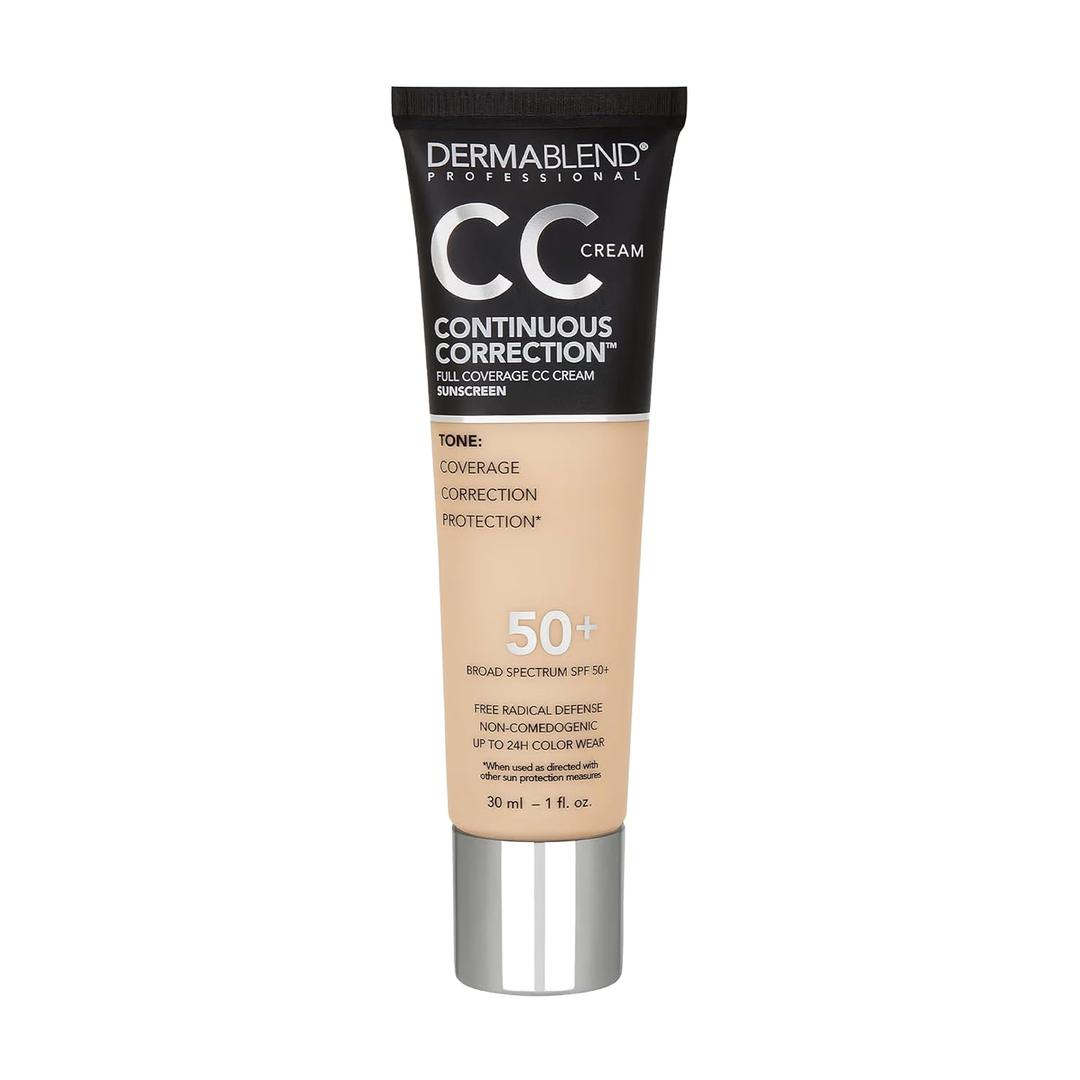 Dermablend Continuous Correction Tone-Evening CC Cream Foundation SPF 50+, Full Coverage Foundation Makeup & Color Corrector, Oil-Free