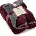 Genteele Sherpa Throw Blanket Super Soft Reversible Ultra Luxurious Plush Blanket, 50 x 60 inches, Rich Burgundy Red/Gray