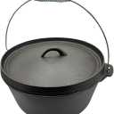 Vivicreate 9 QT Vegitable oil coated Cast Iron Dutch Oven Camping Pot with Lid, Black