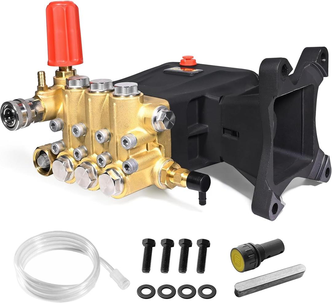 TOOLCY Pressure Washer Pump 3600-4400 PSI Max, 4 GPM Triplex Plunger Pressure Pump, Horizontal 1 inch Shaft Gas Power Washer Pump with Pressure Adjustment Unloader, Direct Drive
