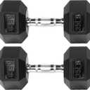 Fitvids Rubber Encased Hex Dumbbell with Anti-Slip Grip for Exercises and Fitness (35LBS, Black)