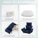 Egg Chair Cushion with 8 Securing Straps, Water-Repellent & Fade-Resistant Faux Linen, Removable Cover, Replacement Cushion for Most Single Outdoor Hanging Swing Egg Chairs Navy