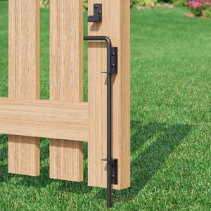 TIBEGOLD 18" Heavy Duty Cane Bolt Gate Drop Rod, Extra Thick Gate Ground Latch Hardware for Wood PVC Vinyl Metal Fences Gates, Wrought Iron Doors Stopper Gate Latches, Black Finish, 1 Pack