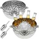 2 Pack Ice Buckets with Scoops, 4.6L&6L Metal Beverage Tubs, Stainless Steel Wine Bucket, Champagne Bucket, Large Ice Buckets for Parties Beer Bottle Drinks, Dishwasher Safe