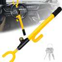 Steering Wheel Lock,Heavy Duty Anti-Theft Car Device,Adjustable Length Locking with 3 Keys Universal Fit for Cars Trucks Vans and SUVs (Yellow)