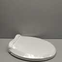 Durable Elongated Toilet Seat with Slow Soft Close - Easy to Install and Clean, Never Loosens - White, Fits Most Elongated Toilets